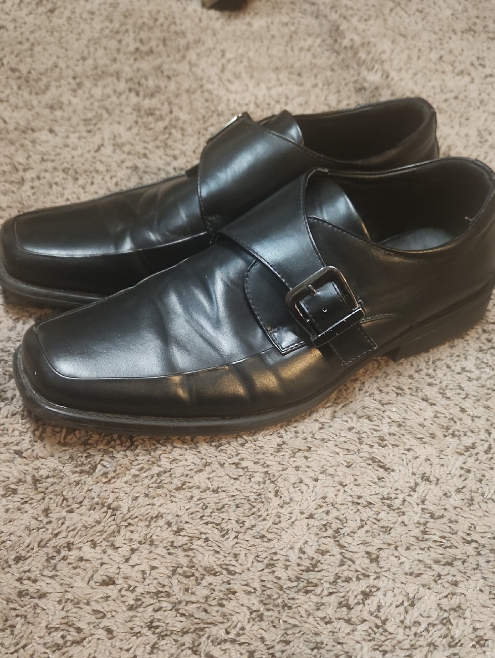 Classic Black Leather Monk Strap Dress Shoes